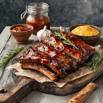 Smoked American-Style Pork Ribs with Spicy Sauce