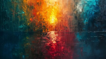 Fiery Abstract Background with Rays and Grunge Texture