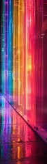 Neon lights casting a colorful glow - obrazy, fototapety, plakaty