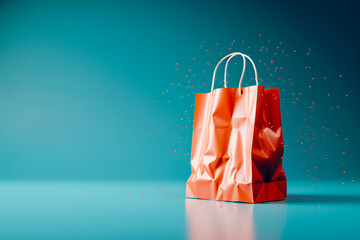 Fashionable shopping bags in a sale, representing consumerism and retail therapy - obrazy, fototapety, plakaty
