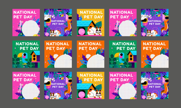 national pet day social media template vector design