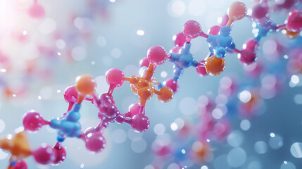 Colorful DNA strand depiction with sparkling highlights, symbolizing life and complexity.