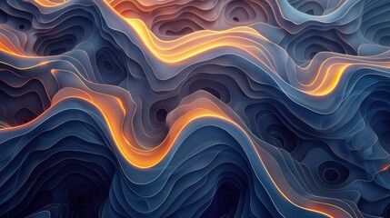 The background of organic lines is dark blue and orange.