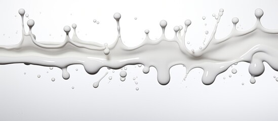High-speed photograph of milk splashing on a clean, white background, creating a dynamic and artistic visual impact