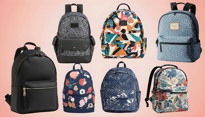 A collage of trendy backpacks, featuring unique designs, playful prints, and functional compartments.
