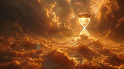 A spinning hourglass with sand running through it reminding us that time is constantly passing and nothing stays the same forever.