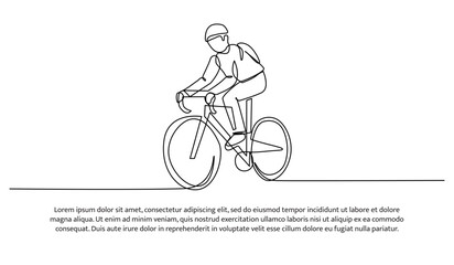 Vector illustration of cycling on the road. Modern flat in continuous line style.