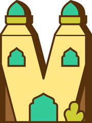 Mosque Letter Alphabet Vector Element V