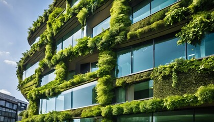 Green sustainable architecture with eco-friendly glass and vertical garden for a cleaner environment - 764437408