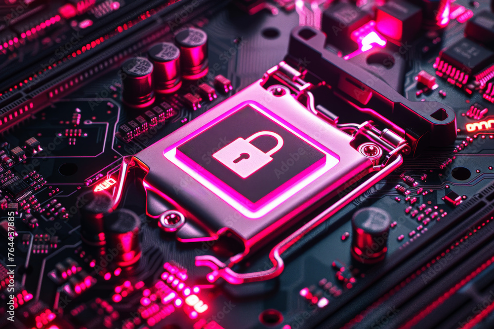 Aufkleber cyber security technology smart motherboard chip and cloud service.ai generative