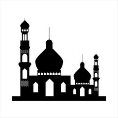 Silhouttes Mosque Illustration Vector Element