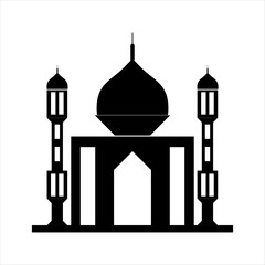 Silhouttes Mosque Illustration Vector Element