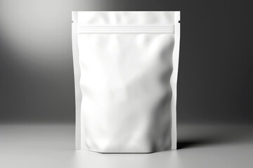 Blank white plastic bag with zip mockup on isolated background. Generative AI.