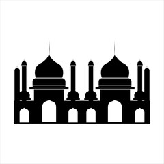 Silhouttes Mosque Illustration Vector Element