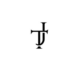 Initial Letter Logo. Logotype design. Simple Luxury Black Flat Vector TJ