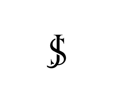 Initial Letter Logo. Logotype design. Simple Luxury Black Flat Vector SJ JS