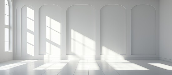 A simple room featuring a white floor and a white wall as the main elements - obrazy, fototapety, plakaty