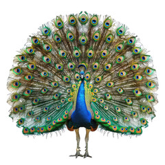 Fototapeta premium peacock with feathers transparent background png isolated on white background