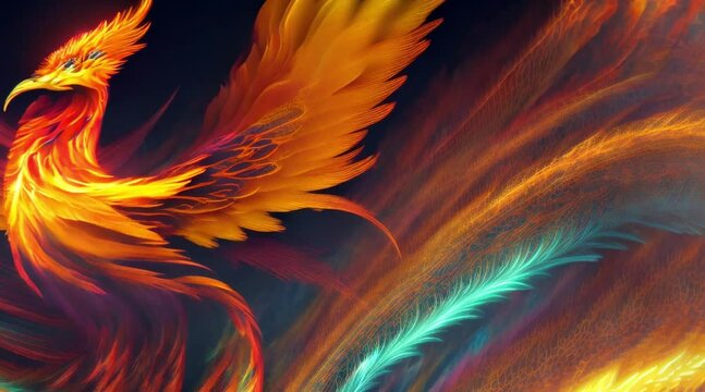 fiery phoenix in the sky