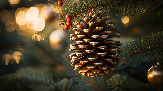 Pinecone illustration, bokeh effect