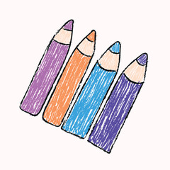 Children's drawing of colored pencils, drawn with crayons.