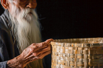 Traditional basket weaving by a skilled artisan, preserving cultural heritage
