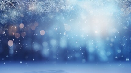 Christmas Snowfall Wonderland: A festive scene with falling snowflakes, creating a wintry atmosphere under a starry sky, perfect for holiday celebrations - obrazy, fototapety, plakaty