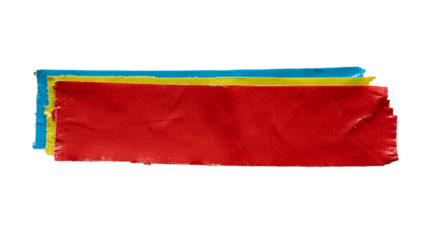 Layered red, yellow and blue cloth tapes for using as a text box