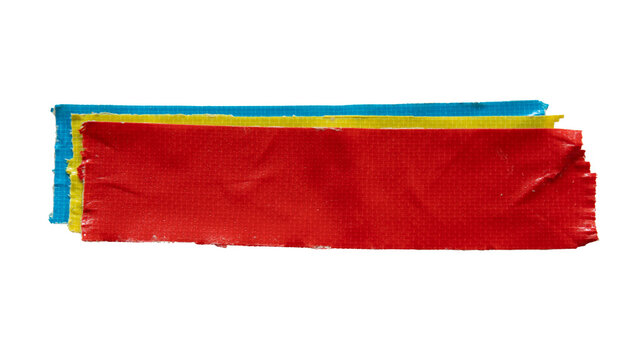Layered red, yellow and blue cloth tapes for using as a text box