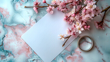 Cherry blossom themed paper design, perfect for spring wedding or greeting card