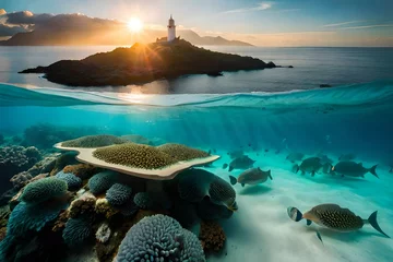 Rolgordijnen tropical island in the ocean © Hammad