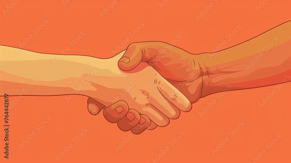 Wall mural a closeup image of two hands clasped together in a handshake symbolizing agreement and compromise be