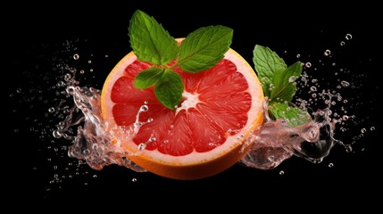 Water splash on grapefruit,Refreshing Fruit Splash: Orange and Lime in Water 