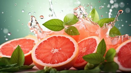 Water splash on grapefruit,Refreshing Fruit Splash: Orange and Lime in Water 