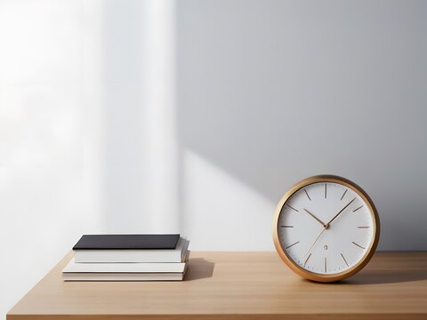 A single desk clock against a minimalist backdrop with space for text.