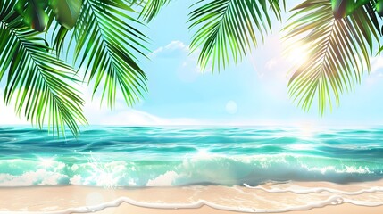 Fototapeta na wymiar palm tree with beach view
