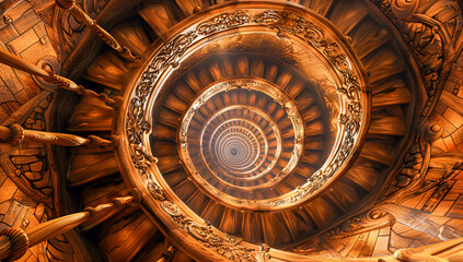 Elegant Spiral Staircase, Architectural Beauty in Historical Building
