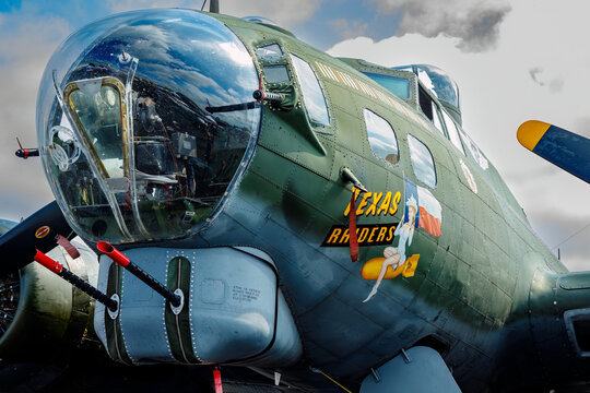 close up of forward fuselage of of B-17 Texas Raiders