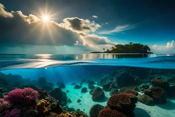 Zelfklevend Fotobehang tropical island in the sea © Hammad