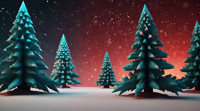  Abstract fantasy festive Christmas tree background hea .Generative AI