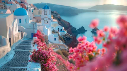 Foto auf Acrylglas Santorini streets with windows and houses and flowers with tilt-shift miniature effect © Brian Carter