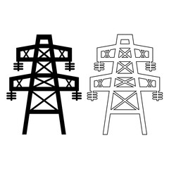 High electric tower. Graphic vector. Electricity icon suitable for info graphics, websites and print media and interfaces. Line vector icon. High voltage pylon.
