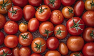 Agriculture harvest food photography background - Ripe tomatoes vegetables texture pattern, with...