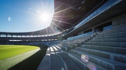 An energyefficient stadium with lowemissivity windows reducing heat loss and promoting temperature regulation.