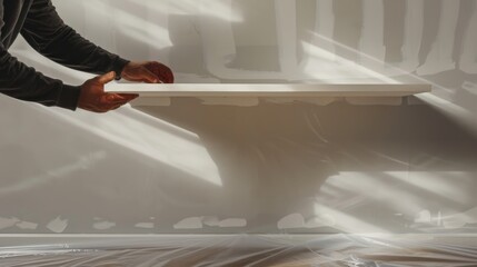 DIY Home Improvement Expertly Installing Floating Shelves with Care and Precision