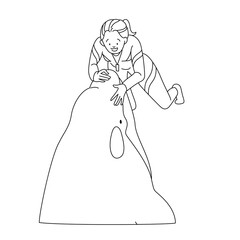 シャチのショー（線画）