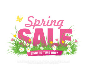 spring sale banner layout template design, vector illustration