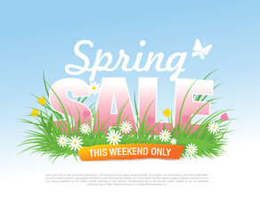 spring sale banner layout template design, vector illustration
