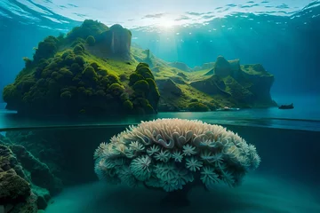 Gordijnen coral reef and sea © Hammad