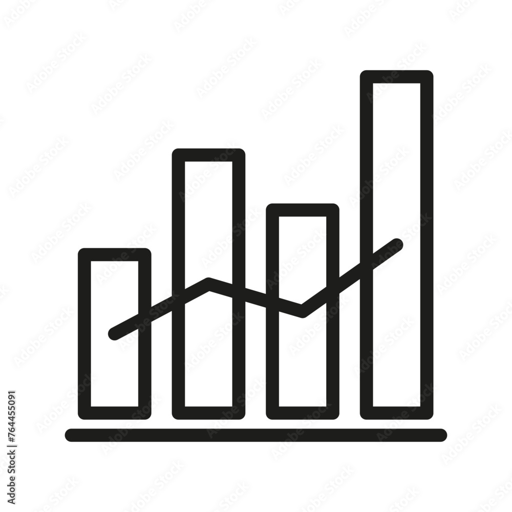 Poster bar graph with trend line. business data analysis. growth statistics report. vector illustration. ep